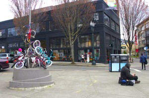 Portland Bicycle Street Art and a Hobo